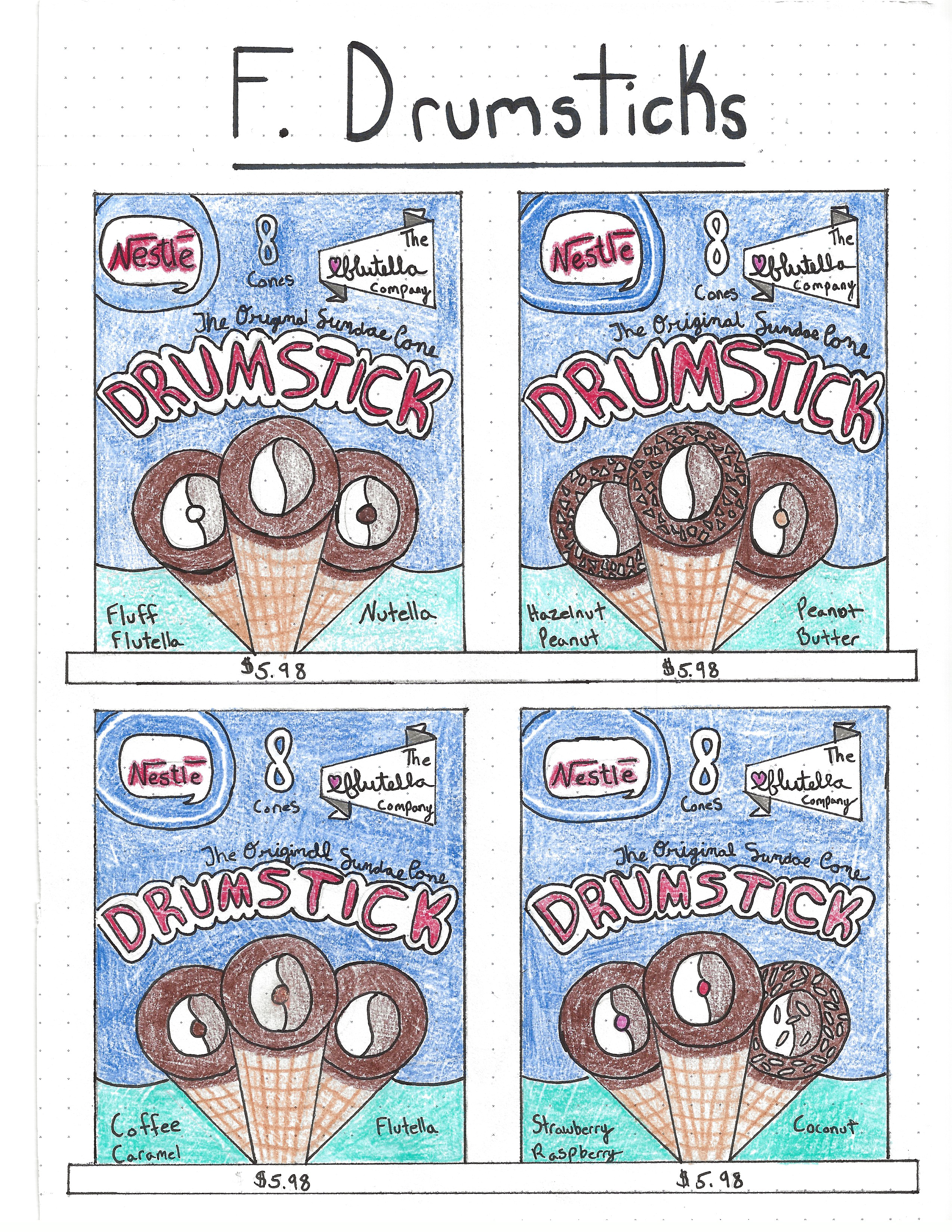 4 Branded and Designed boxes of Flutella Ice Cream Drumsticks.