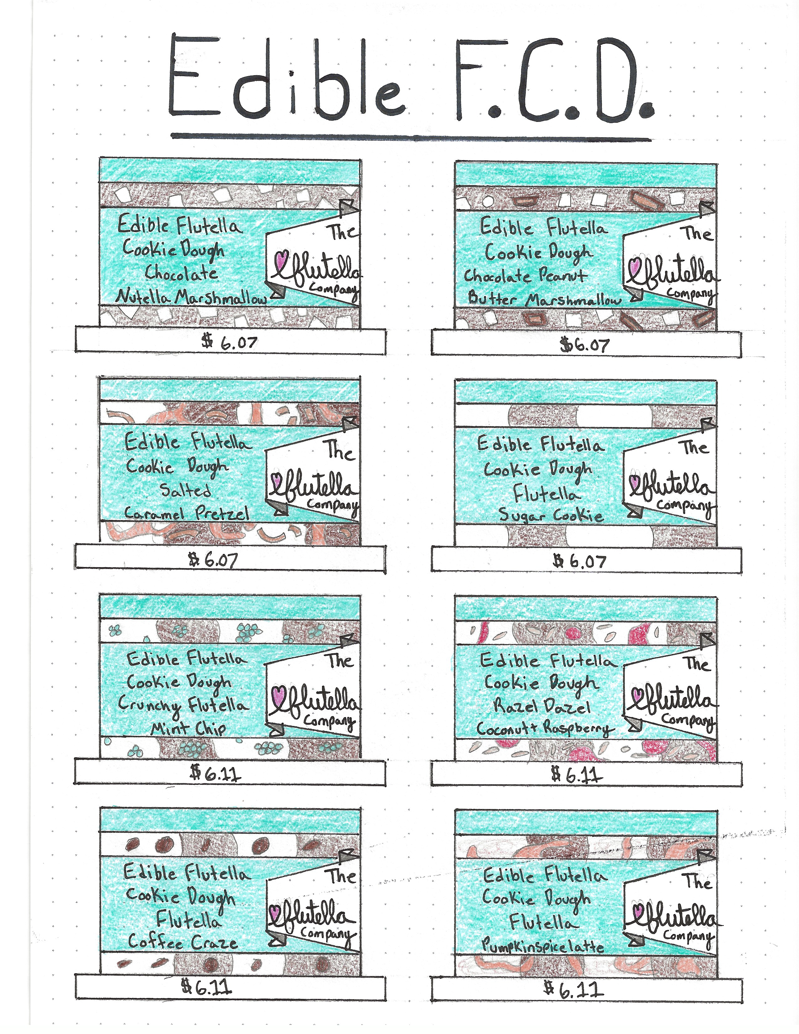 8 Branded and Designed containers of Flutella Edible Cookie Dough.
